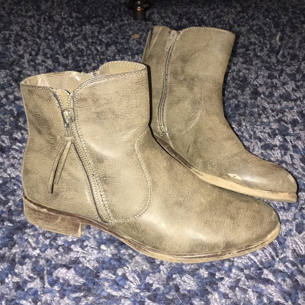 Neutral leather booties